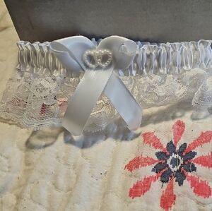 White Lace Bridal Garter with Bow